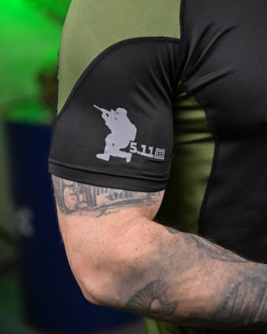 Тактическая футболка   5.11 black/oliva ПП7650 Одесса - изображение 5