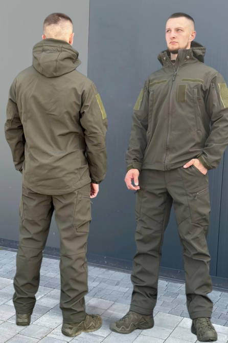 Осенняя водоотталкивающая и ветрозащитная куртка олива Softshell тактическая куртка для военнослужащих   WAR Львов - изображение 1