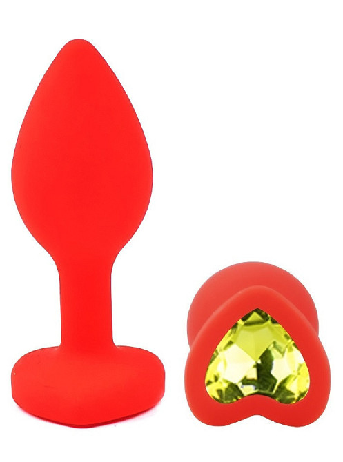 Силіконова анальна пробка EGZO - Silicone Red Heart Plug Lime, size S Sex Aura Київ - фото 2