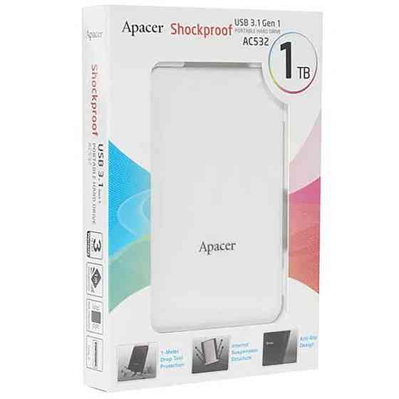 Зовнішній жорсткий диск PHD External 2.5'' Apacer USB 3.1 AC532 1TB White Київ
