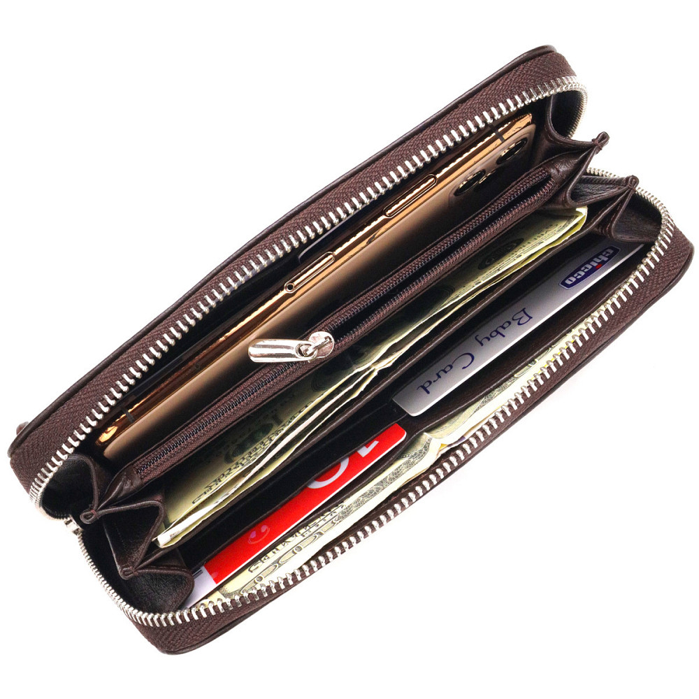 Практичний гаманець для жінок із натуральної зернистої шкіри Коричневий (CANPELLINI) Київ - фото 10