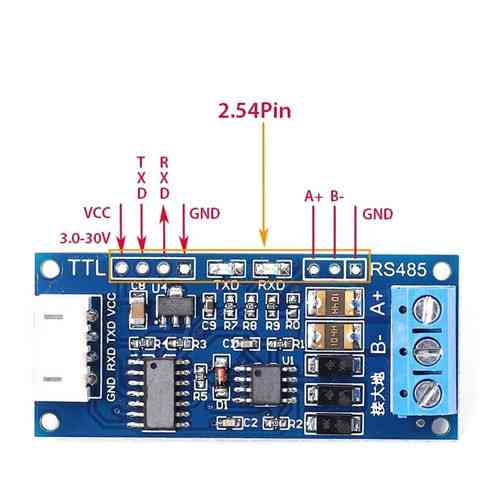 Перетворювач інтерфейсу TTL RS485 XY 485 UART модуль 3.3-30В напівдуплекс швидкість до 256000 біт з клемник 52x23 мм Київ