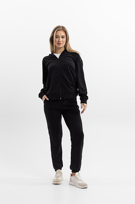 Мужской и женский спортивный костюм чёрный на молнии с карманами из турецкой двунити Львов - изображение 8