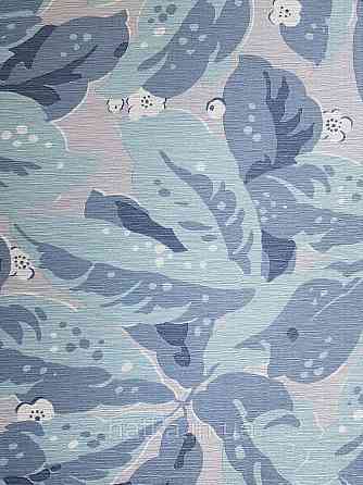 Шпалери флізелінові еко Casadeco Five o'clock 0.53х10 листя великі квіти блакитні, сірі на бежевому під тканина Київ