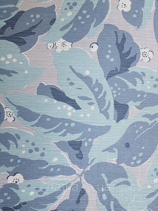 Шпалери флізелінові еко Casadeco Five o'clock 0.53х10 листя великі квіти блакитні, сірі на бежевому під тканина Київ - фото 2