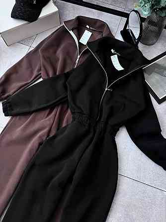 Жіночий теплий стильний комбінезон Тринитка на флісі Чорний, 48/52 Одеса