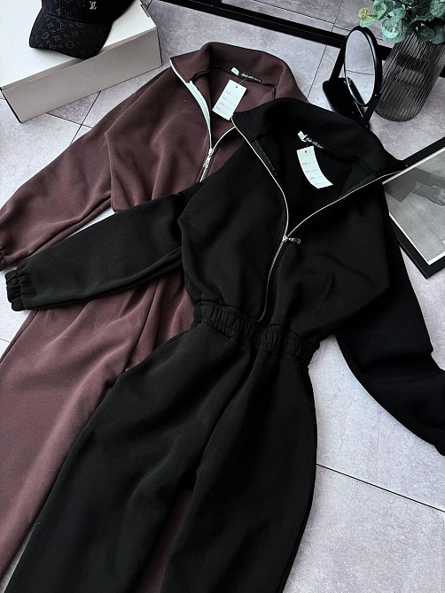 Женский теплый стильный комбинезон Трехнитка на флисе Черный, 48/52 Одесса - изображение 1