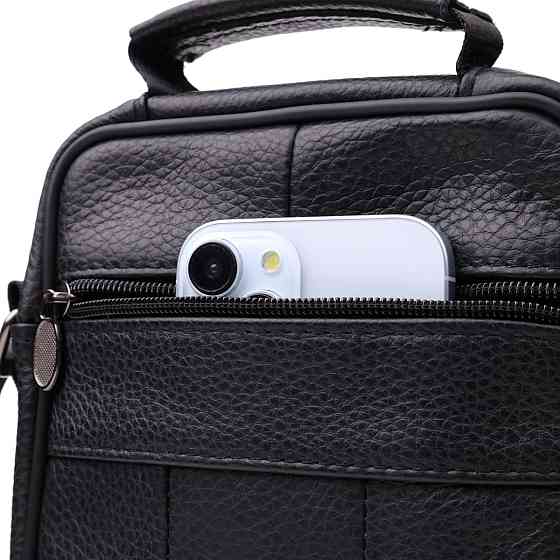 Практичная вертикальная сумка с ручкой для мужчин из натуральной кожи Vintage 22864 Черный Киев