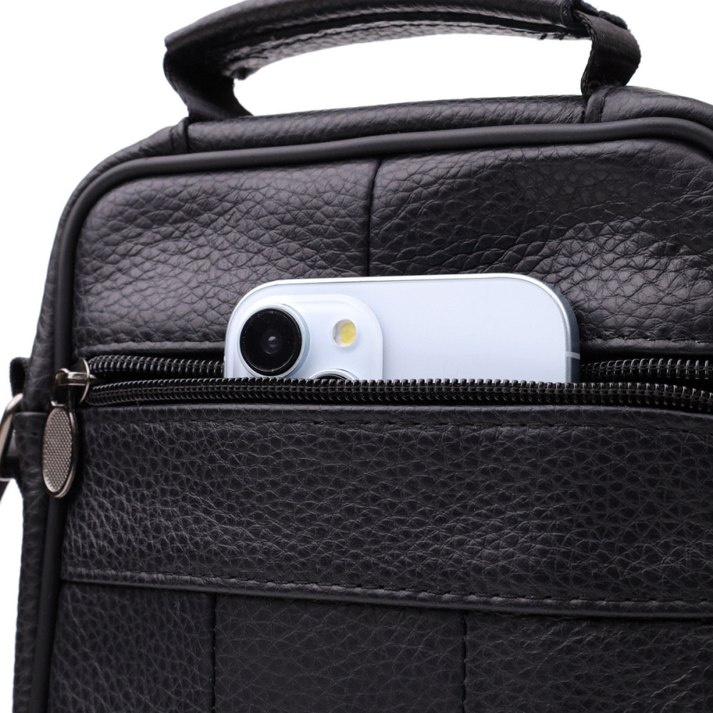 Практичная вертикальная сумка с ручкой для мужчин из натуральной кожи Vintage 22864 Черный Киев - изображение 5