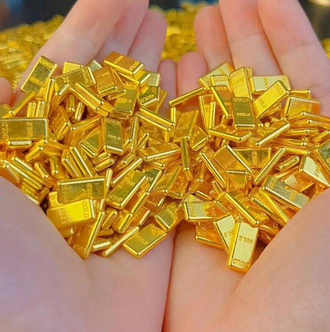 Набір з 50 міні золотих злитків 1×6 мм | Фен-шуй декор для залучення багатства та удачі | Талісман д Київ - фото 4