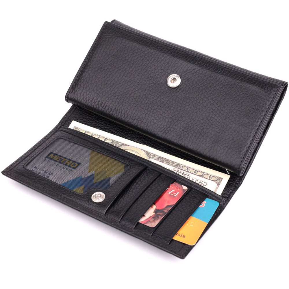 Вместительный женский кошелек из натуральной кожи KARYA 22859 Черный Киев - изображение 6