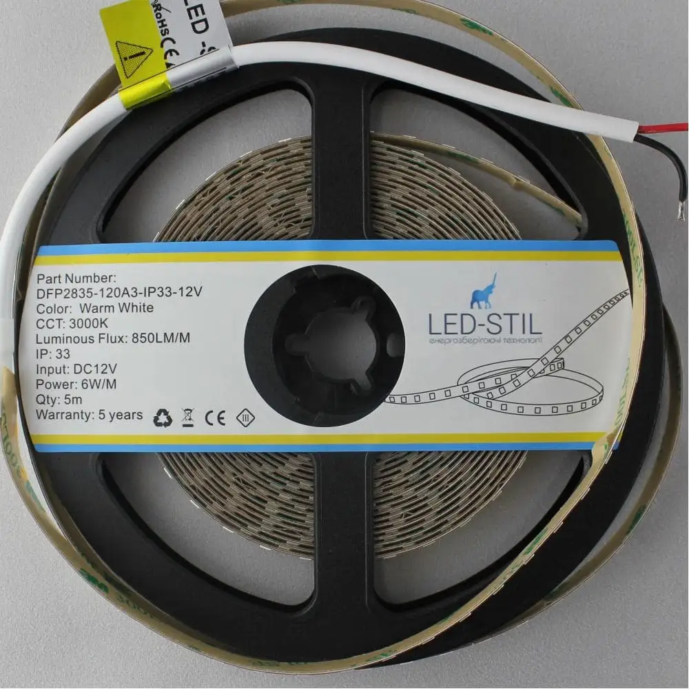 LED-STIL LED стрічка LED-STIL 3000K, 6 W, 2835, 120 шт, IP33, 12V, 850LM Київ - фото 3