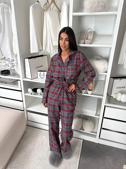 Женская домашняя повседневная в клетку пижама с фланели. Одесса - изображение 7