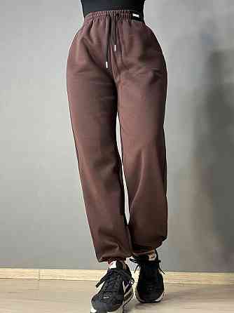 Брюки женские A-N 27068 спортивные джогеры с нашивкой на поясе коричневые, коричневый, S Киев