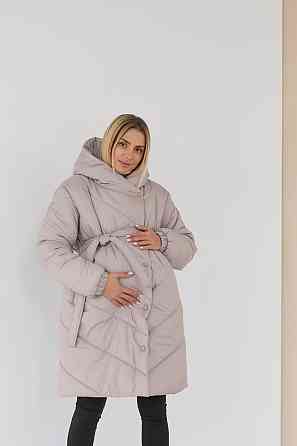 Жіноча зимова куртка з поясом для вагітних 2 в 1 водонепроникна 3XL (52) Lullababe Світло-бежевий Кривий Ріг