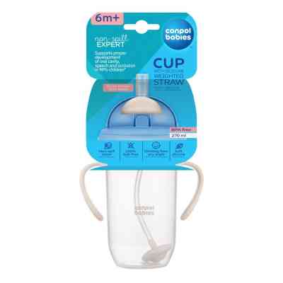 Поїльник-непроливайка Canpol babies з трубочкою і обтяжувачем, 270 мл, кремова (56/623_cre) Вінниця
