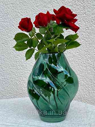 Ваза скляна 16*16*20 см "Джина" зелене товсте скло Київ