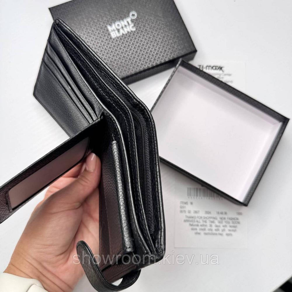 Чоловічий брендовий гаманець із натуральної шкіри на кнопці Montblanc (6605) Київ - фото 3
