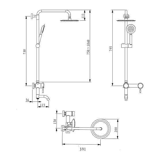 Душова система універсальна Brinex Pure 1030 на 3 споживачі Nickel BRIPUR1030NKL Київ