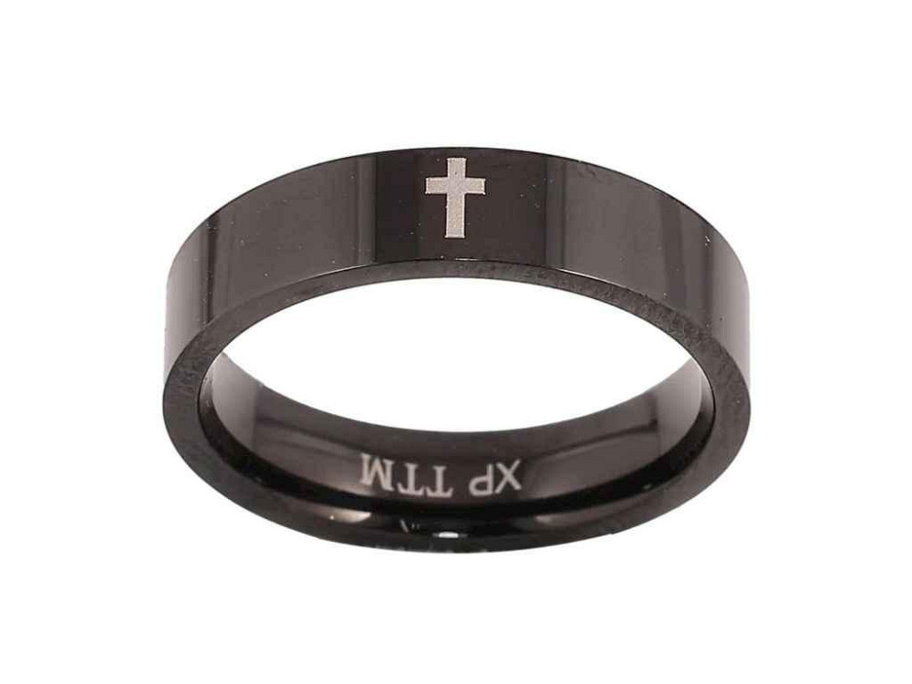 Каблучка TTM Stainless Steel black Візерунок хрестик 5мм (11392) р.19 ТМ XUPING Київ - фото 1