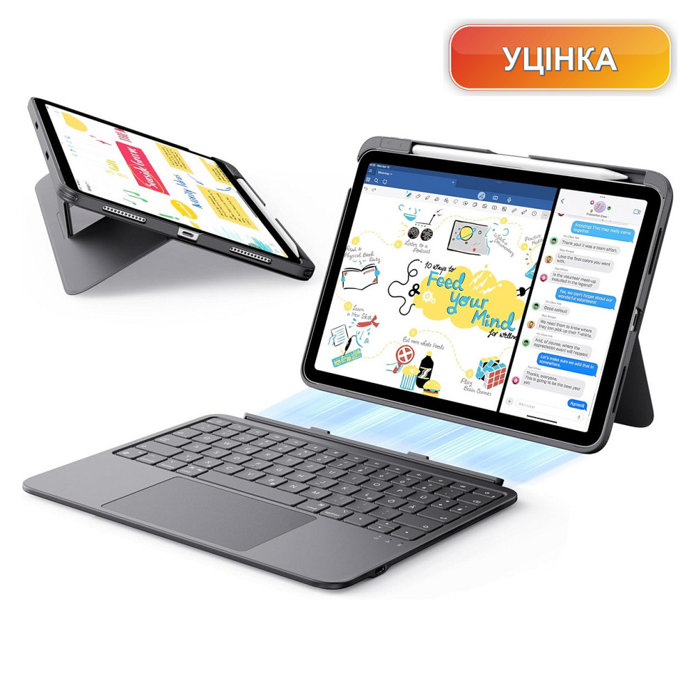 Чохол з клавіатурою ESR Flex Case для iPad 11 (A16) темно-сірий QWERTZ магнітна знімна клавіатура та трекпад Київ - фото 1