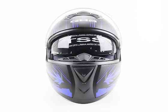 Шолом інтеграл, закритий (сертифікація DOT)+відкидні окуляри BLD-М61 M (57-58см), ЧОРНО-СИНІЙ (флуоресцентний) Киев