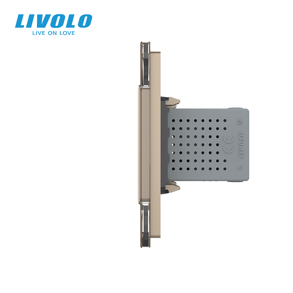 LIVOLO Розетка з заземленням з 2 USB розетками Livolo золотой скло (VL-C7C1EU2USB-13) Коломия - фото 5