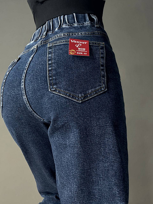 Джинси жіночі Vanver 8275 MOM на резинці зі шнурком великі розміри сині , синій, З8, 38, 110 см, 135 см Київ - фото 15