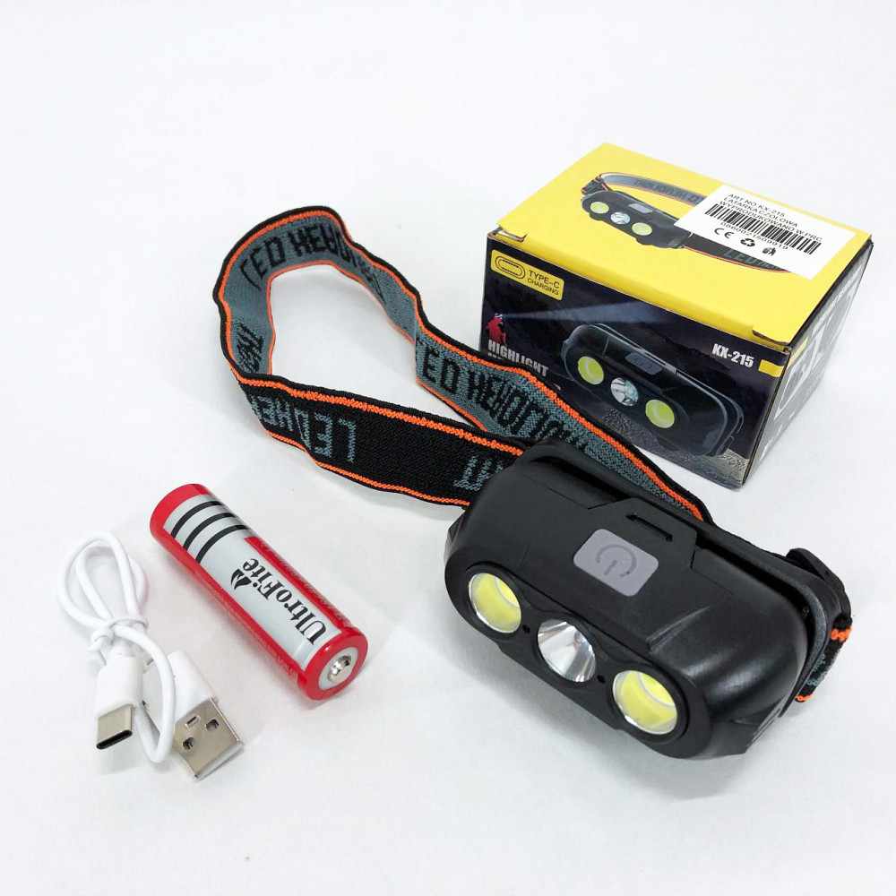 Фонарь налобный мощный KX-215-LED-2COB, Тактический налобный фонарь на акамуляторе KD-45 Львов - изображение 14