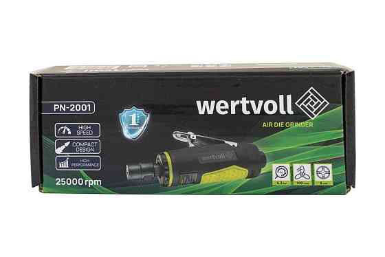 WERTVOLL Шліфмашина пневматична пряма WERTVOLL 1/4" цанговий затискач 6 мм 25000 об/хв 100 л/хв Коломыя