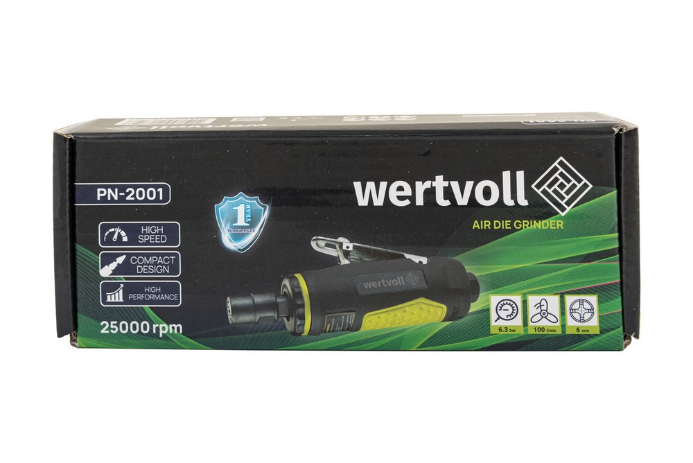 WERTVOLL Шліфмашина пневматична пряма WERTVOLL 1/4" цанговий затискач 6 мм 25000 об/хв 100 л/хв Коломия - фото 5