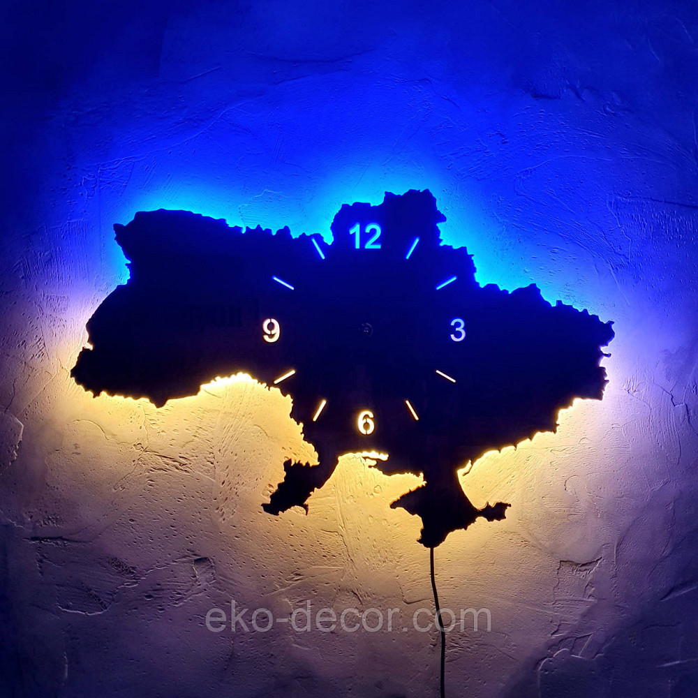 Дерев`янний настінний годинник з підсвіткою "Волонтер-це стан душі" 50*34 см Київ - фото 7