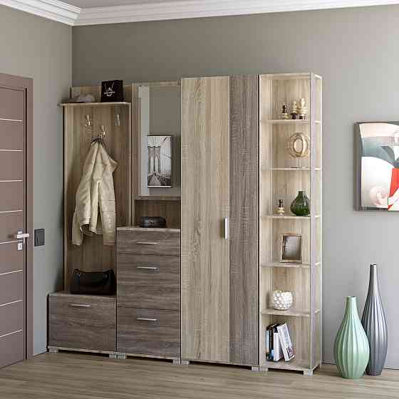 Прихожая Эверест Бриз-4 с распашным шкафом ШП-2 (4 элемента) сонома + трюфель (DTM-2659) Львов