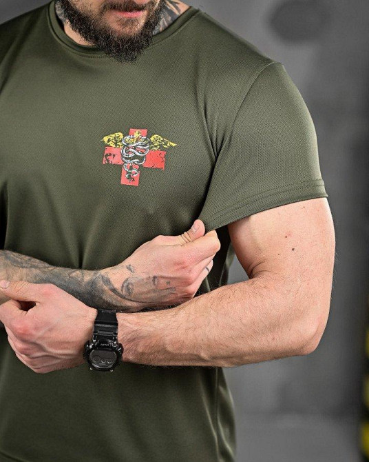 Тактична футболка для відведення поту медик олива ВТ6736 Одеса - фото 4