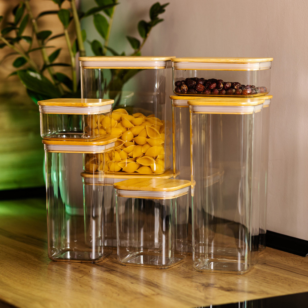 Набір банок для сипучих продуктів 8 штук ємності з бамбуковою кришкою HP-1303 Київ - фото 6