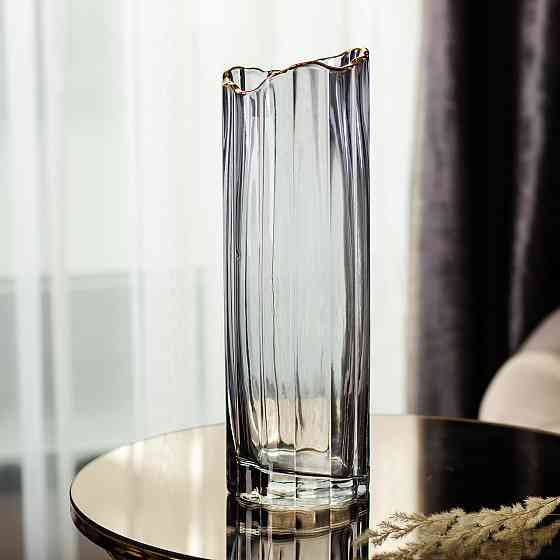 Стеклянная ваза для цветов, декоративная серая, 29,5 см HP-1713 Киев