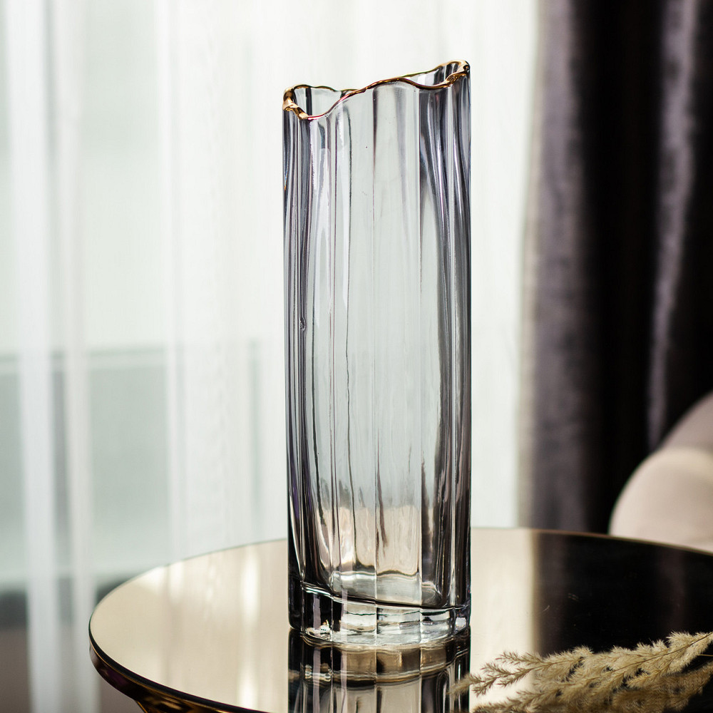 Стеклянная ваза для цветов, декоративная серая, 29,5 см HP-1713 Киев - изображение 4