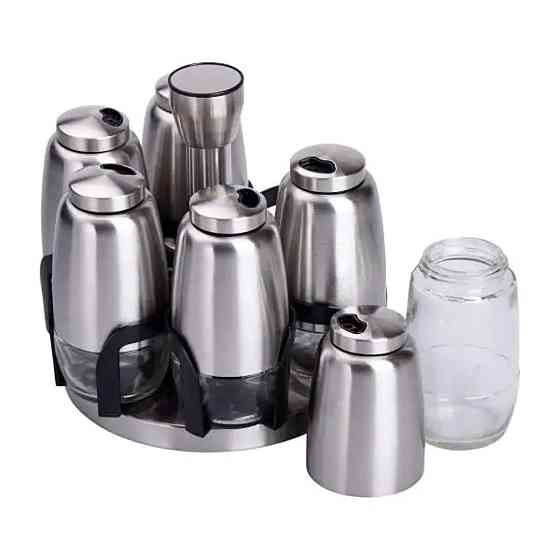 Yiwu Набір баночок для спецій 6 шт 15х15х16 см карусель для зберігання спецій HP-1300 Київ