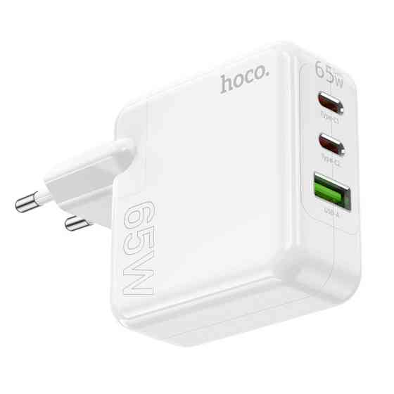 Мережевий зарядний пристрій HOCO C115A Header PD65W GaN three-port(2C1A) charger White Одеса