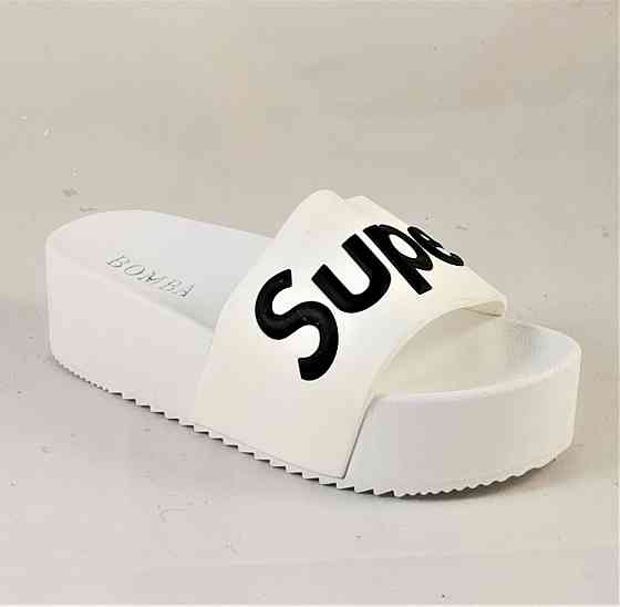 Шльопанці Тапочки Білі Сланці на Танкетці Жіночі (розміри: 36,37,38,39,40,41) — 11-2 Дніпро