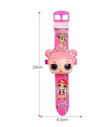 Часы кукла Лол детские с проектором, розовые, 24 картинки, сверху электронные часы под крышечкой Киев - изображение 5