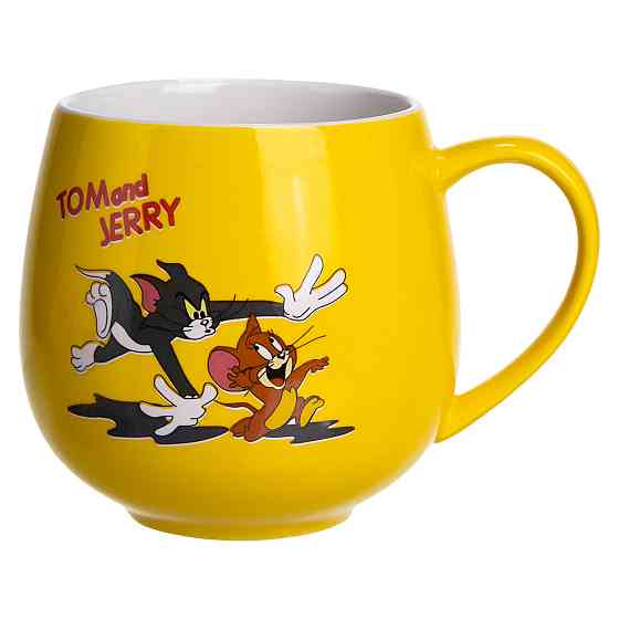 Святкова порцелянова чашка "Веселі Герої" 400 мл, Кружка дитяча із порцеляни на подарунок Жовта FM-13TJB Коломия
