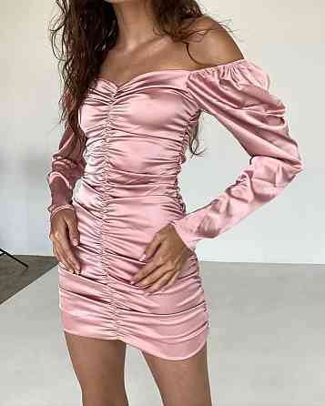 Жіноча елегантна романтична мініплаття шовк армані Пудра, 42/44 Одеса