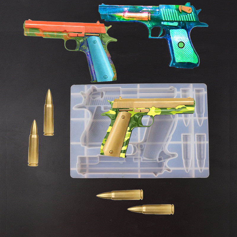 Молд силиконовый Пистолеты и патроны 175 на 120 мм серый Киев - изображение 7