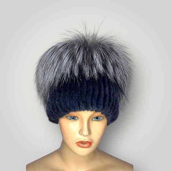 Шапка меховая женская Джессика Синий Харьков