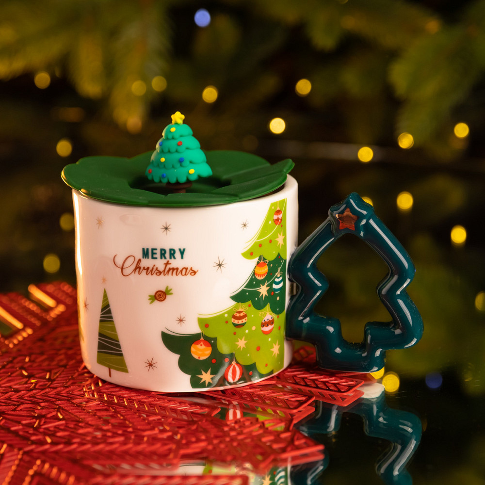 Чашка "Праздничная елка" з кришкою 400 мл Київ - фото 1