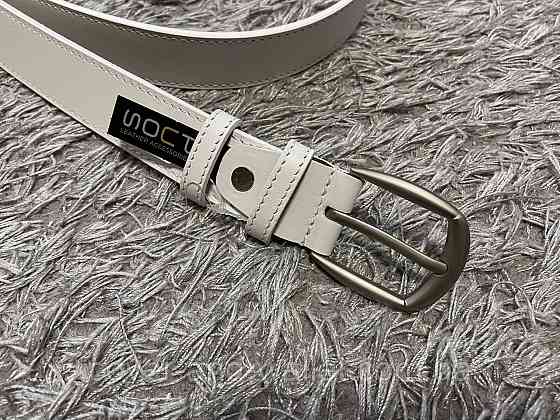 Белый женский ремень из гладкой кожи с классической пряжкой 30мм PS Leather Киев