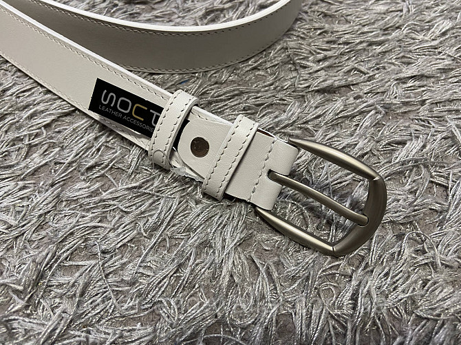 Белый женский ремень из гладкой кожи с классической пряжкой 30мм PS Leather Киев - изображение 3