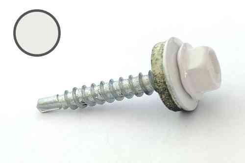 Саморіз покрівельний 4,8*35 DIN 7504K RAL 9003 для дерева (ящ. 1600 шт.) (колір — білий) APRO Рівне