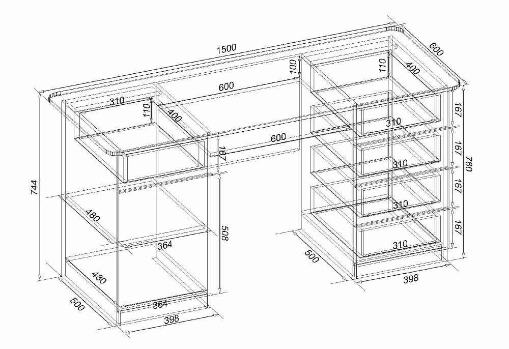 Стол письменный СП-1 №16, Антрацит, 1500/600/760 Львов - изображение 2